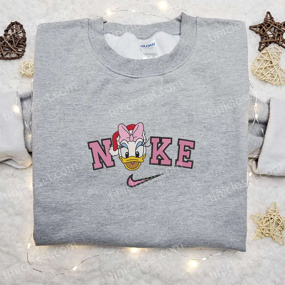 Daisy Duck Head x Nike Christmas Embroidered Sweatshirt, Cartoon Christmas Embroidered Shirt, Best Christmas Gift Ideas