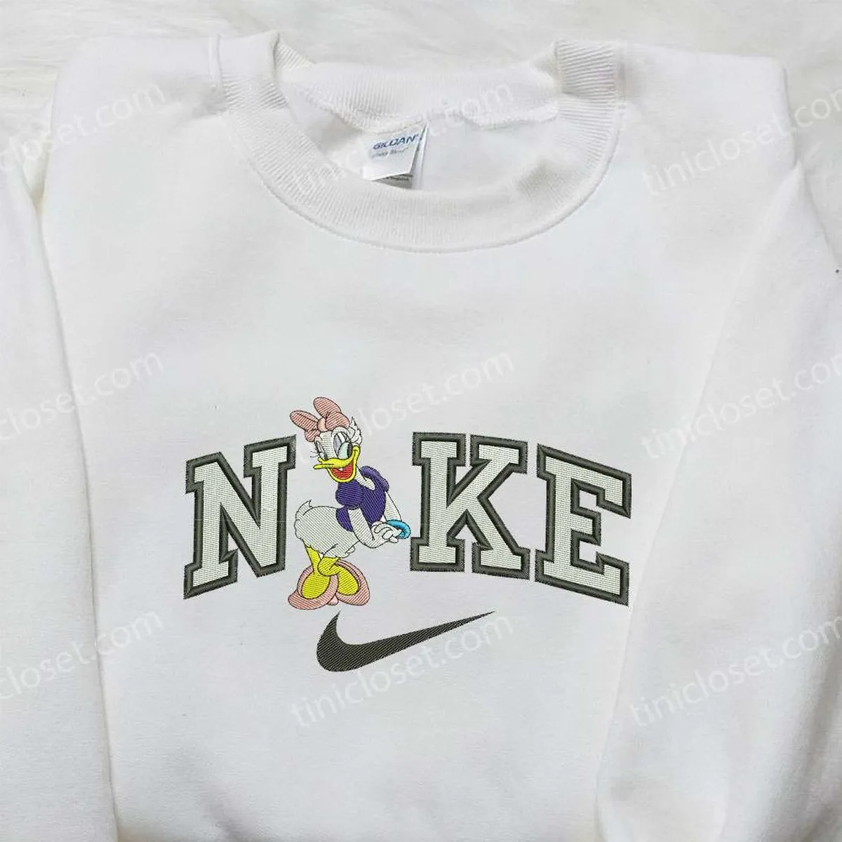 Daisy Duck x Nike Embroidered Shirt, Daisy Duck Embroidered Shirt, Custom Nike Embroidered Shirt