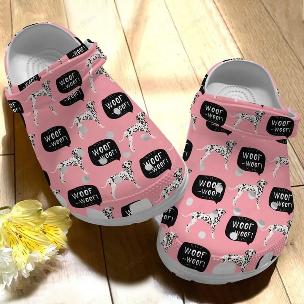 Dalmatian White Sole Woof-Woof Crocs, Personalized Crocs Classic Clogs