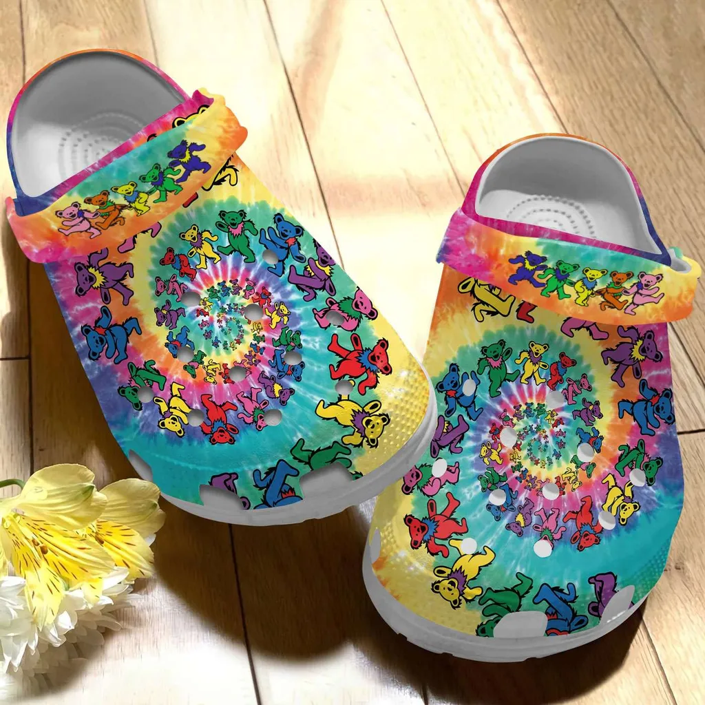 Dancing Bear Colorful Crocs Crocband Clogs