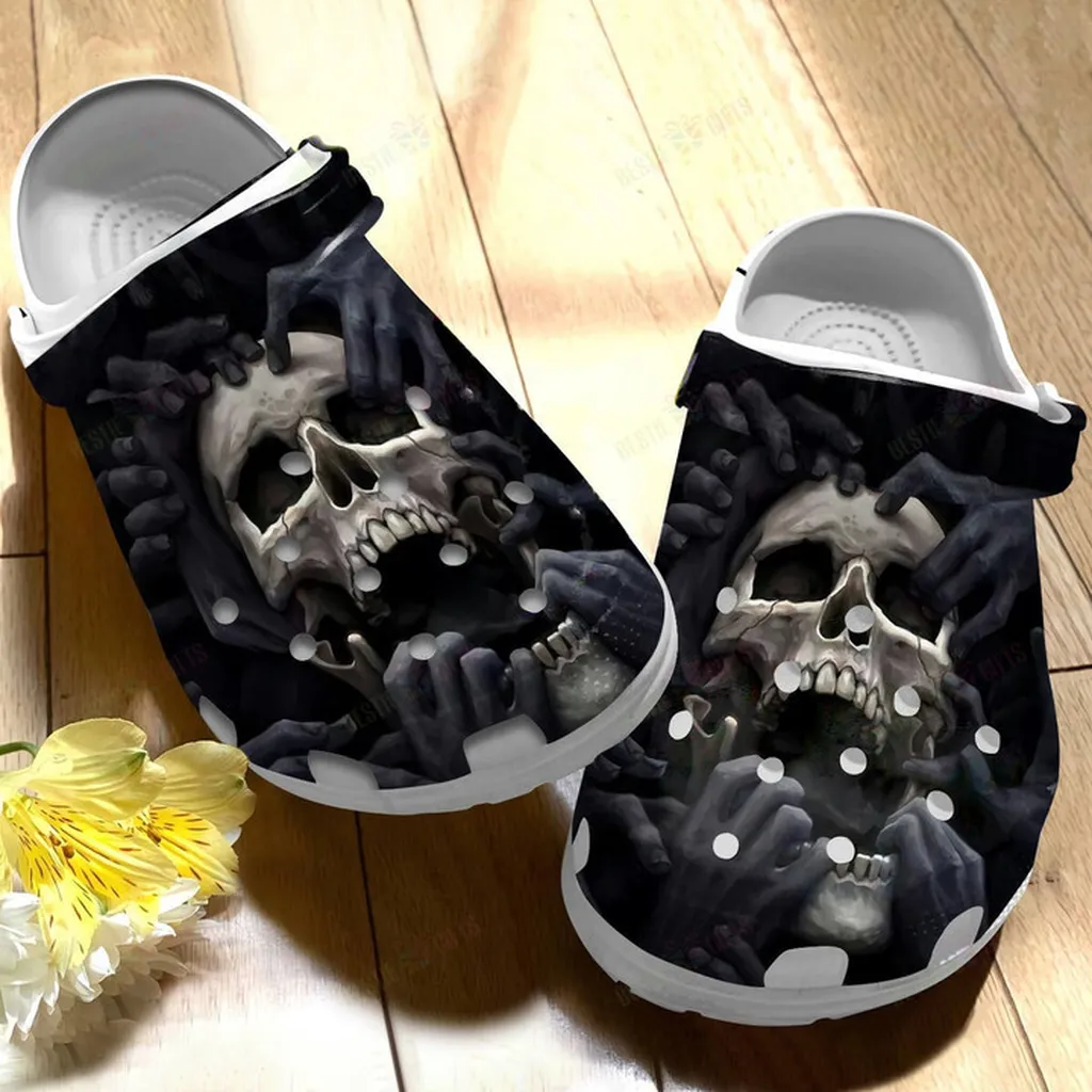 Dark Skull Crocs Classic Clogs