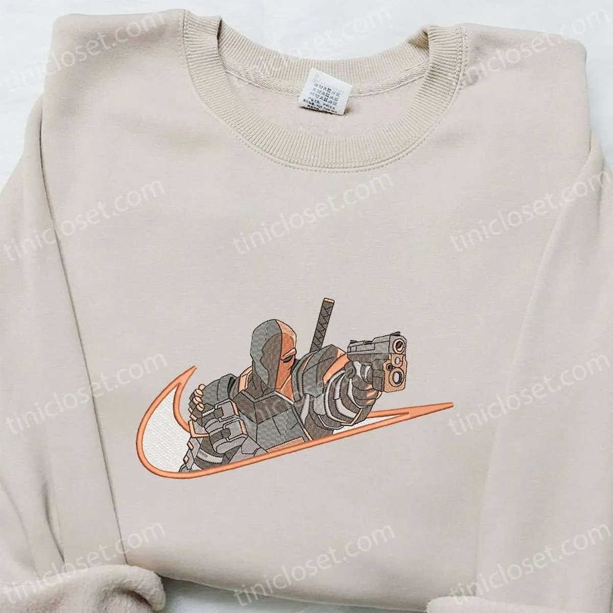 Deathstroke x Nike Swoosh Movie Embroidered Shirt, DC Universe Embroidered Shirt, Custom Nike Embroidered Shirt