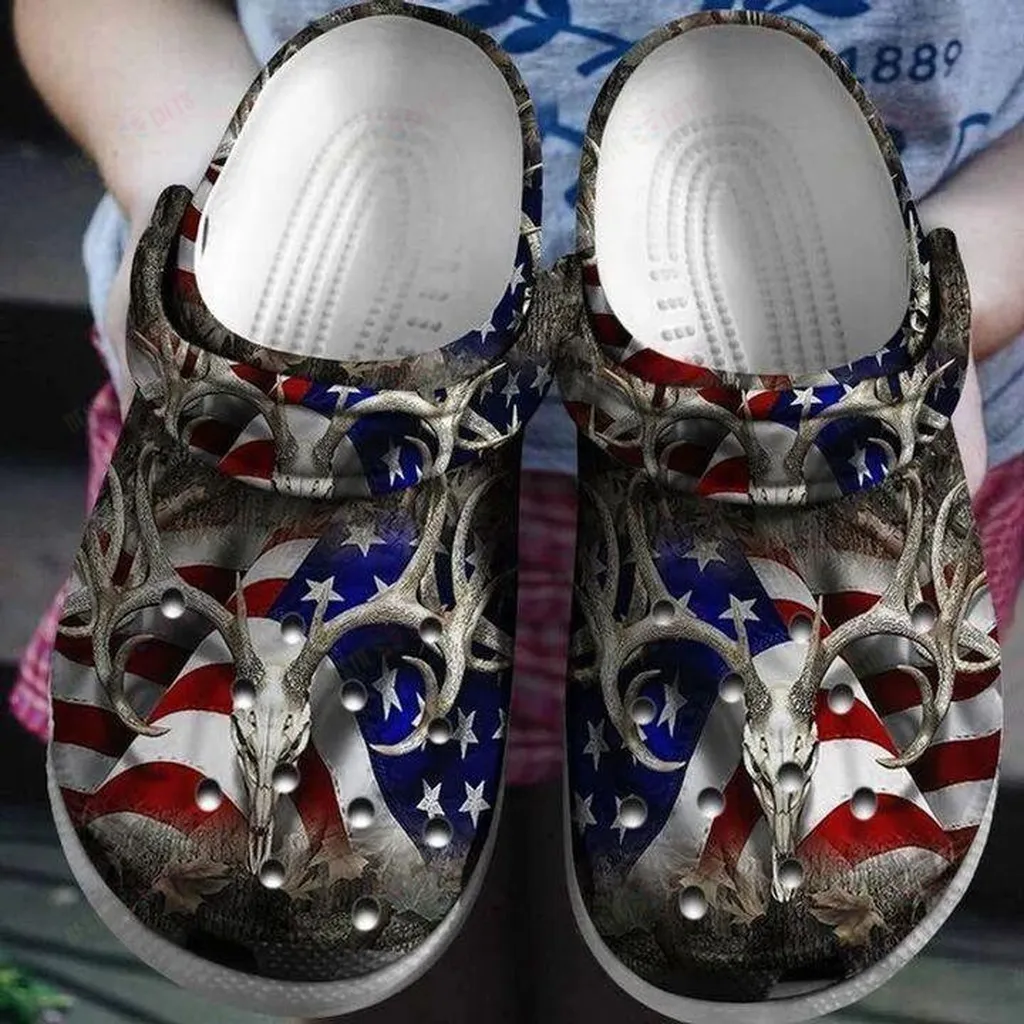 Deer Hunter America Flag Crocs Classic Clogs