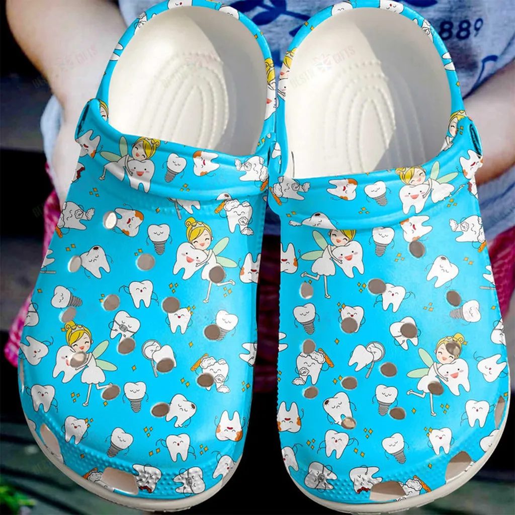 Dentist And Cute Teeth Pattern Crocs Classic Clogs