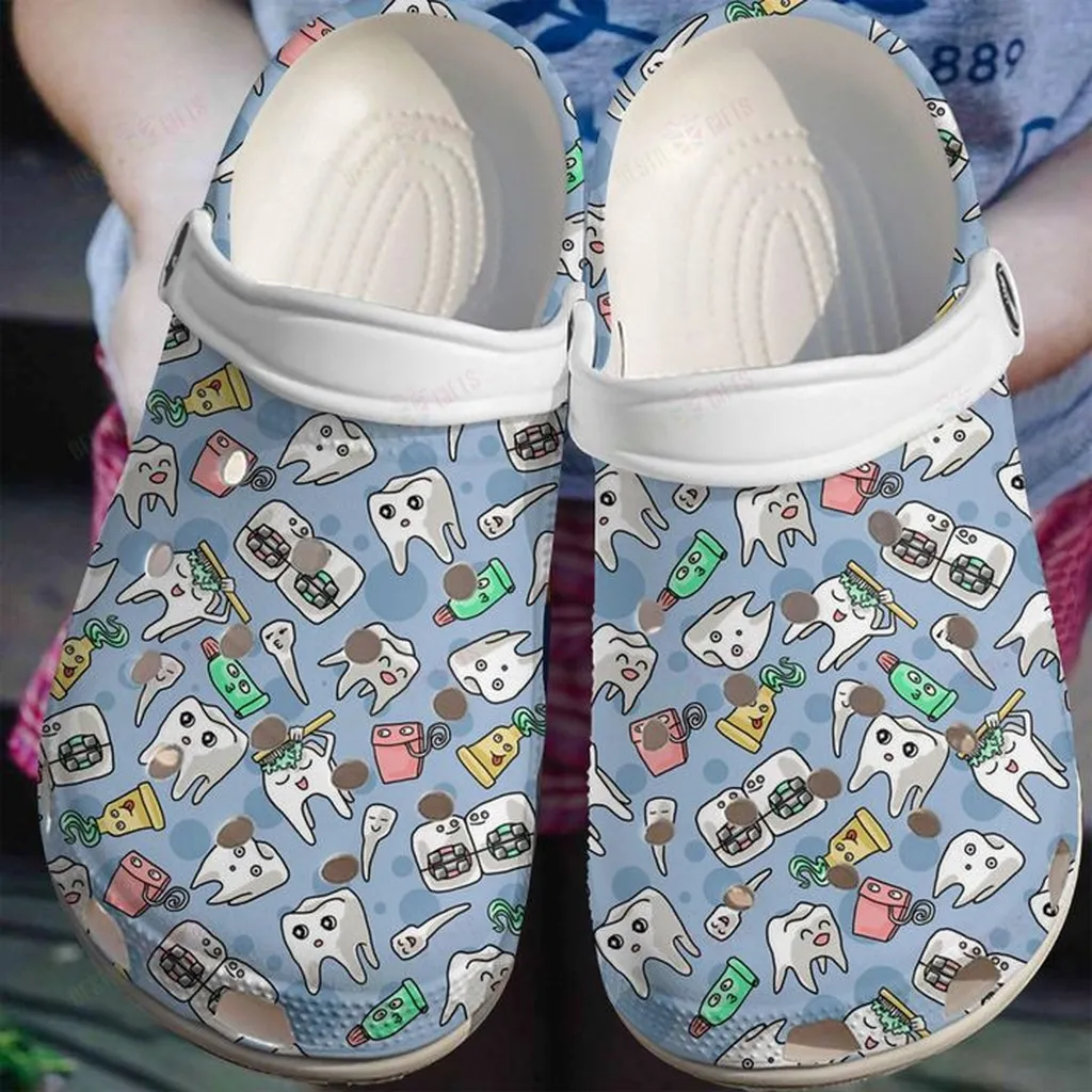 Dentist White Sole Cute Tooth Crocs, Personalized Crocs Classic Clogs