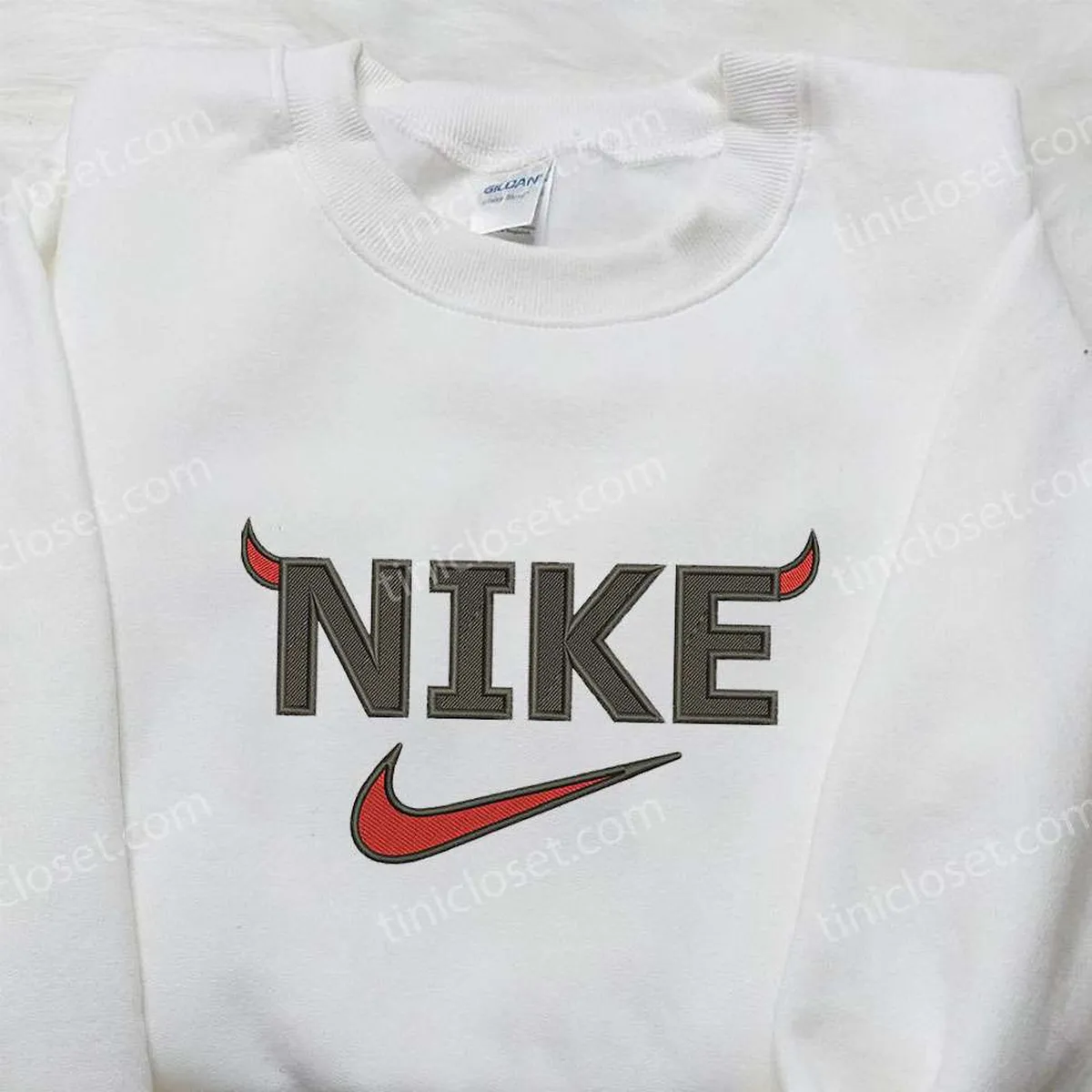 Devil x Nike Embroidered Shirt, Halloween Embroidered Shirt, Custom Nike Embroidered Shirt