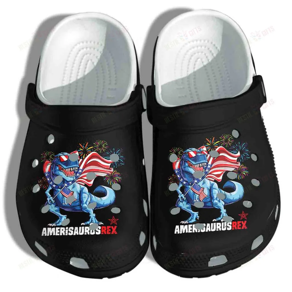 Dinosaur 4th July Amerisaurus Rex Crocs Classic Clogs