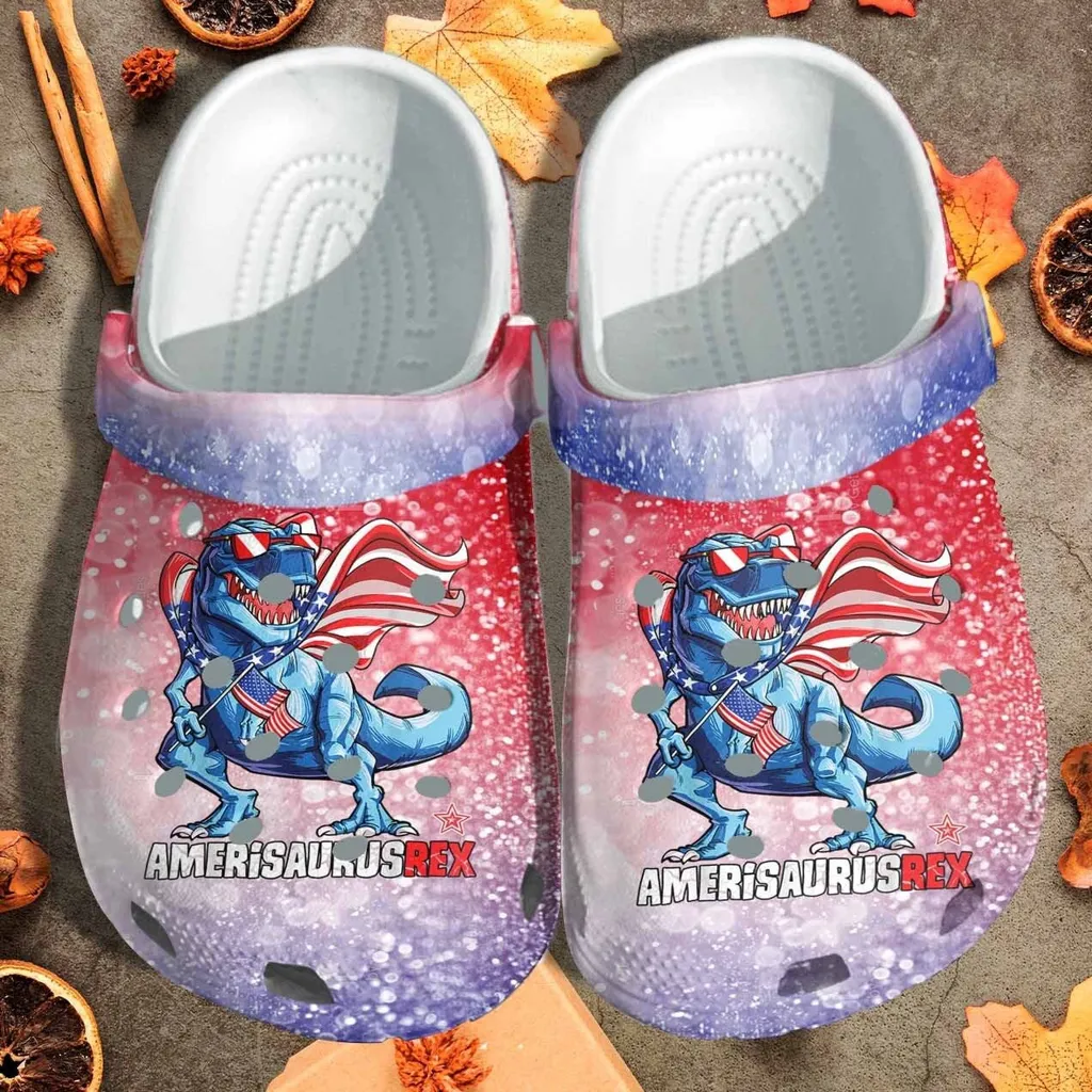 Dinosaur 4Th July Custom Crocs