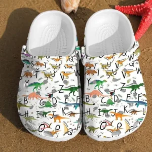 Dinosaur Alphabet Pattern Crocs Rubber Crocs Clog