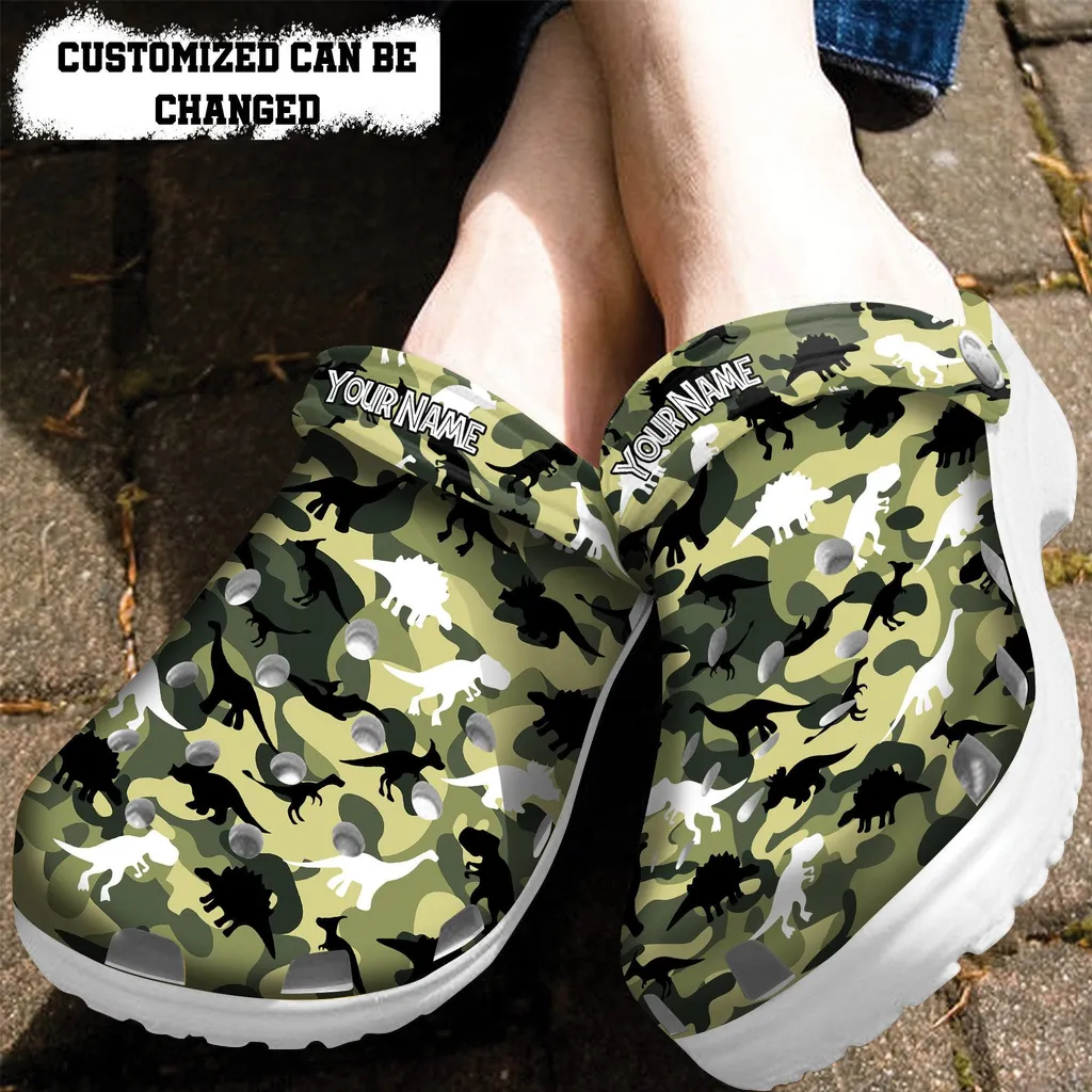 Dinosaur Camo Military Crocs