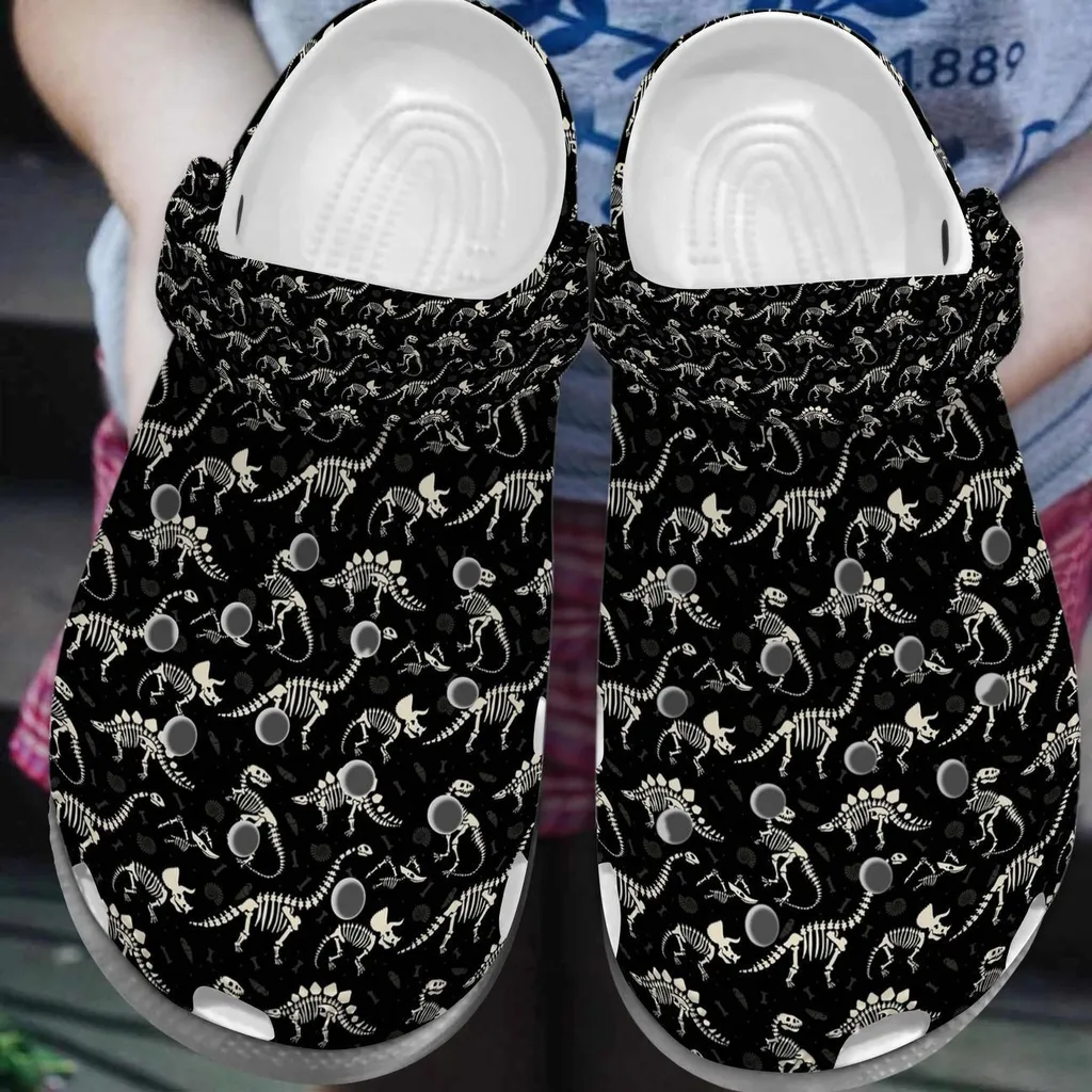 Dinosaur Personalized Clog Custom Crocs Comfortablefashion Style Comfortable For Women Men Kid Print 3D Fossil Pattern