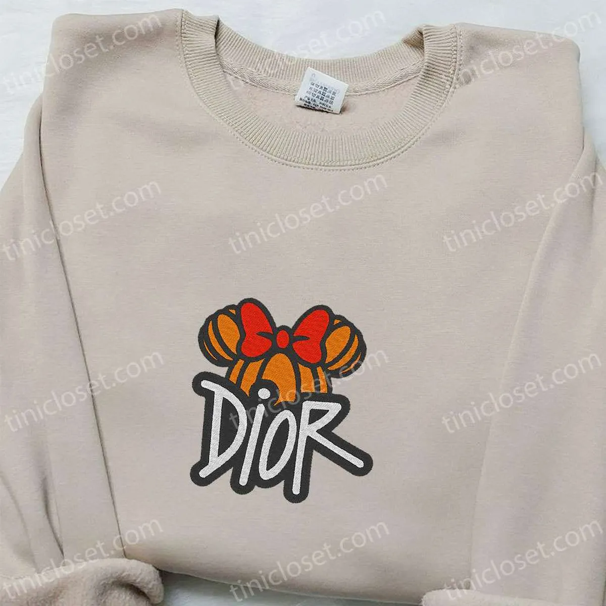 Dior Minnie Pumpkin Logo Embroidered Shirt, Halloween Embroidered Hoodie, Best Gifts For Family