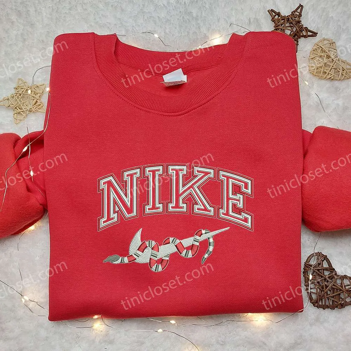 Dior Snake x Nike Embroidered Sweatshirt, Nike Inspired Embroidered Shirt, Best Gift for Family