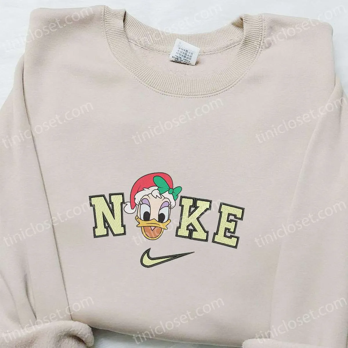 Disney Daisy Duck Head x Nike Christmas Embroidered Sweatshirt, Cartoon Christmas Embroidered Shirt, Best Christmas Gift Ideas