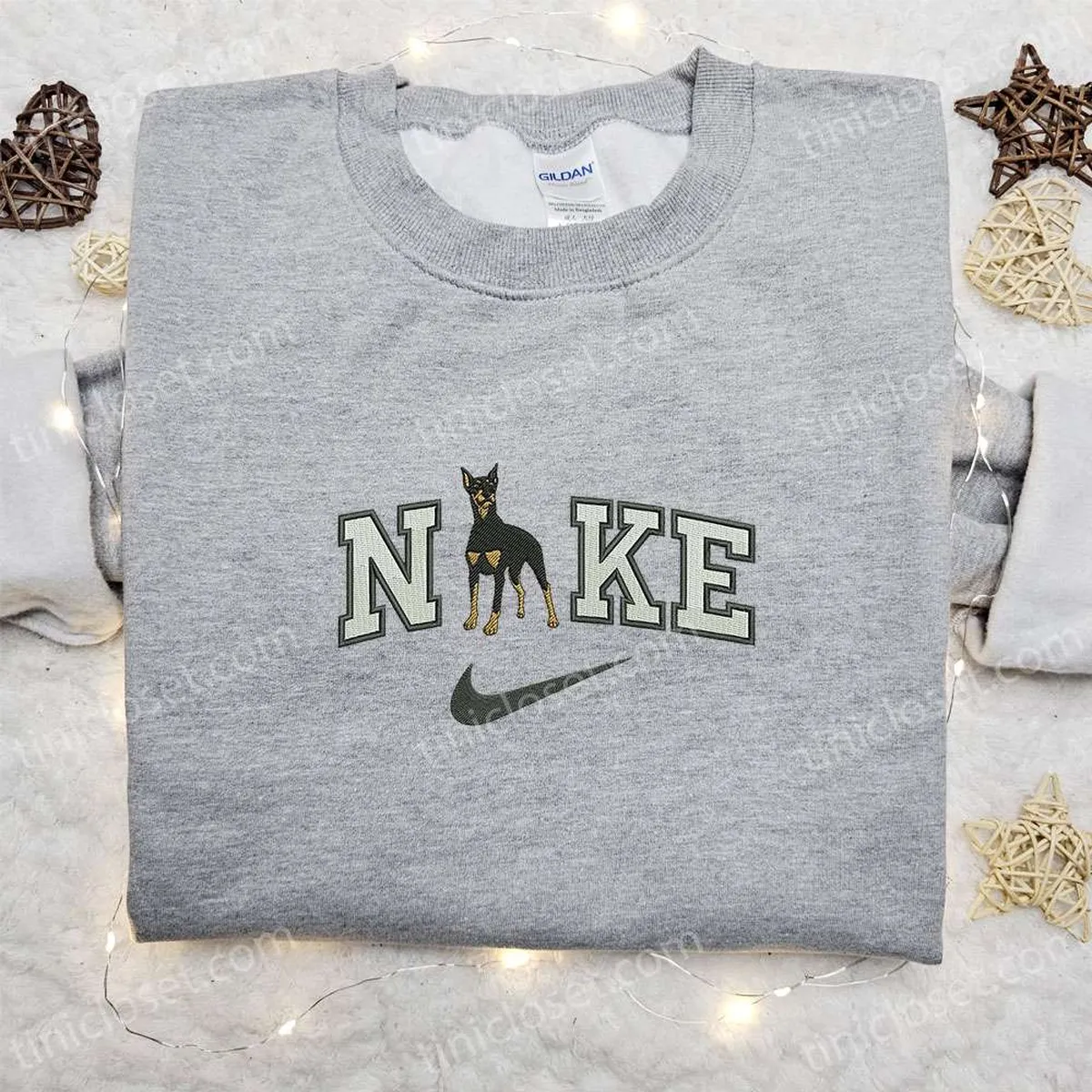 Dobermann x Nike Animal Embroidered Sweatshirt, Nike Inspired Embroidered Shirt, Best Birthday Gift Ideas for Family