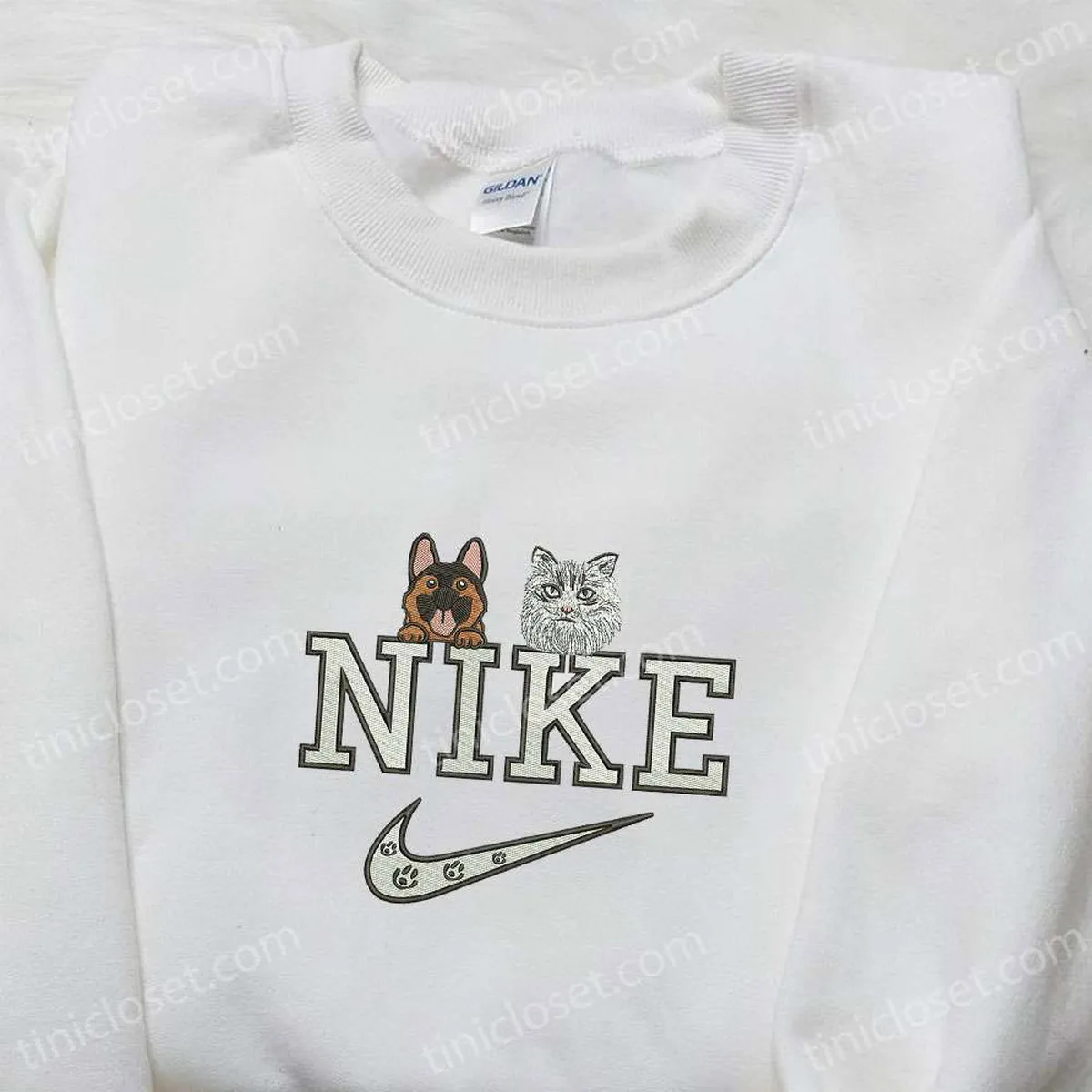 Dog and Cat x Nike Embroidered Shirt, Custom Animal Nike Embroidered Shirt, Best Birthday Gift Ideas