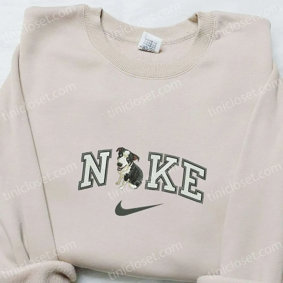 Dog Sit x Nike Embroidered Shirt, Animal Embroidered Hoodie, Nike Inspired Embroidered Sweatshirt