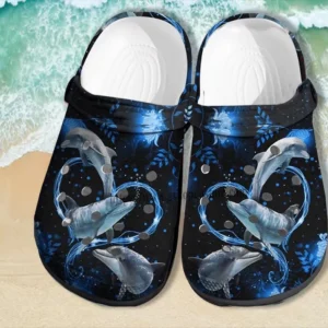 Dolphin Ocean Heart Dark Blue Crocs