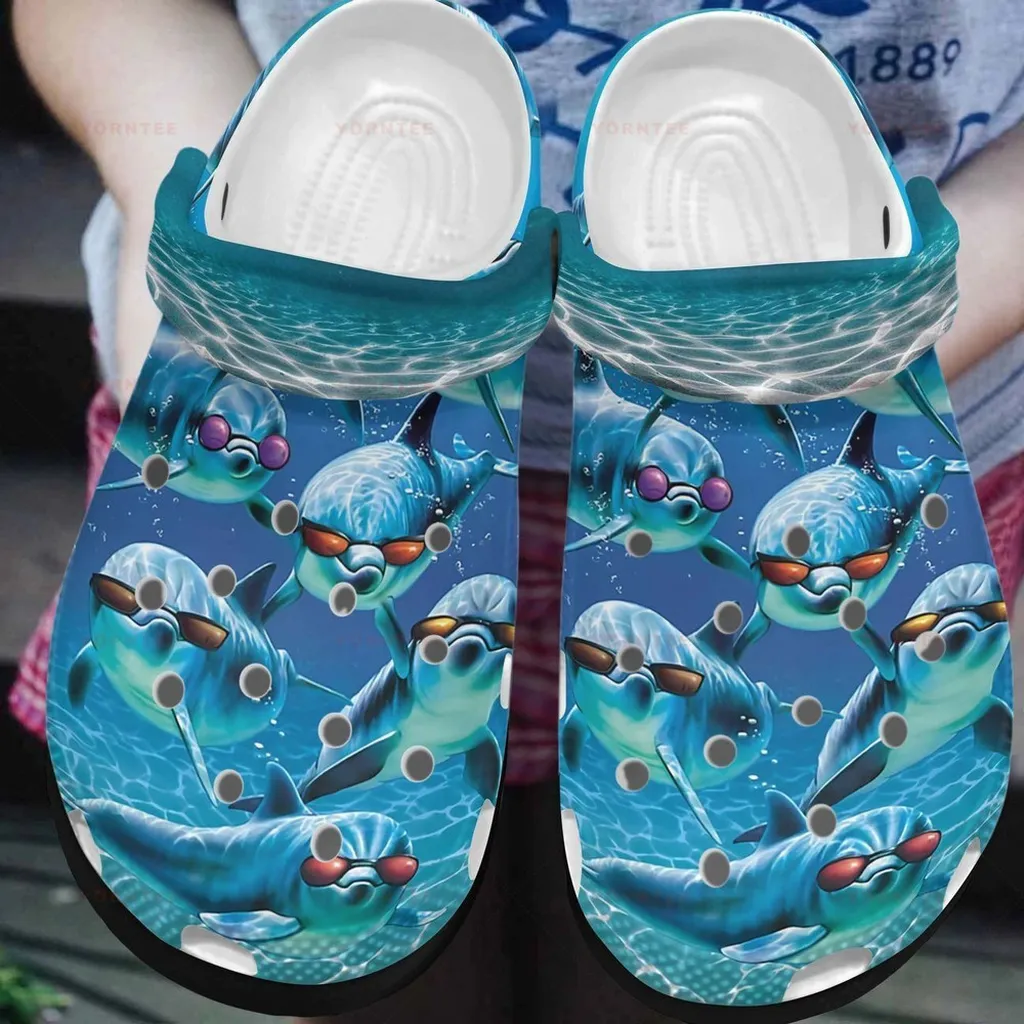 Dolphin Sun Glasses Gift For Lover Rubber Crocs Clog