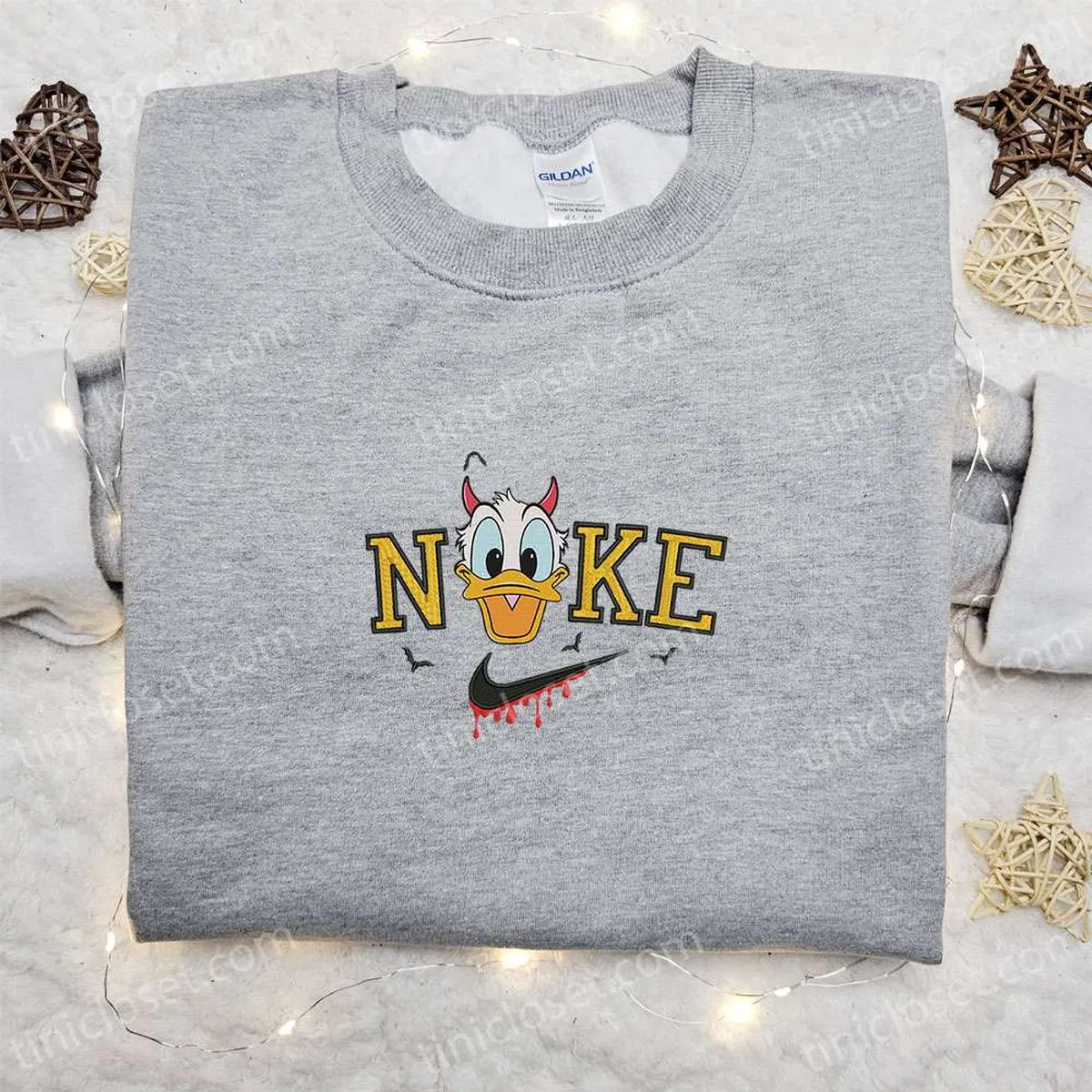 Donald Duck Devil Halloween x Nike Embroidered Sweatshirt, Walt Disney Characters Embroidered Shirt, Best Halloween Gift Ideas