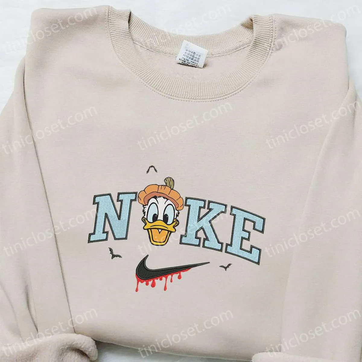 Donald Duck Pumpkin Head x Nike Embroidered Sweatshirt, Walt Disney Characters Embroidered Shirt, Best Halloween Gift Ideas