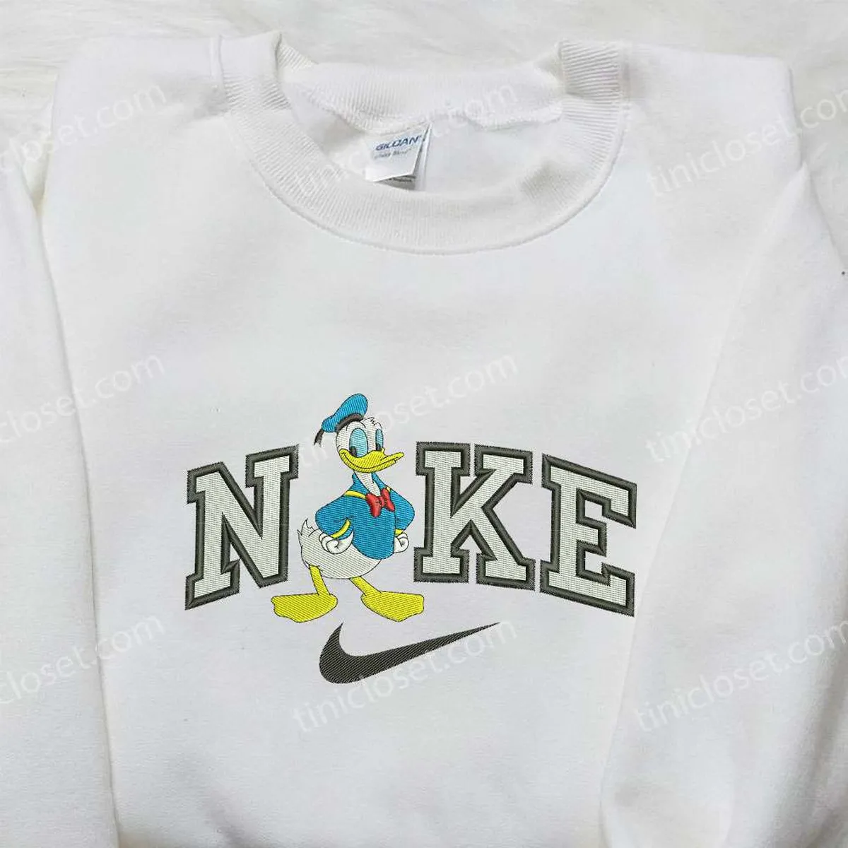 Donald Duck x Nike Embroidered Shirt, Donald Duck Embroidered Shirt, Custom Nike Embroidered Shirt