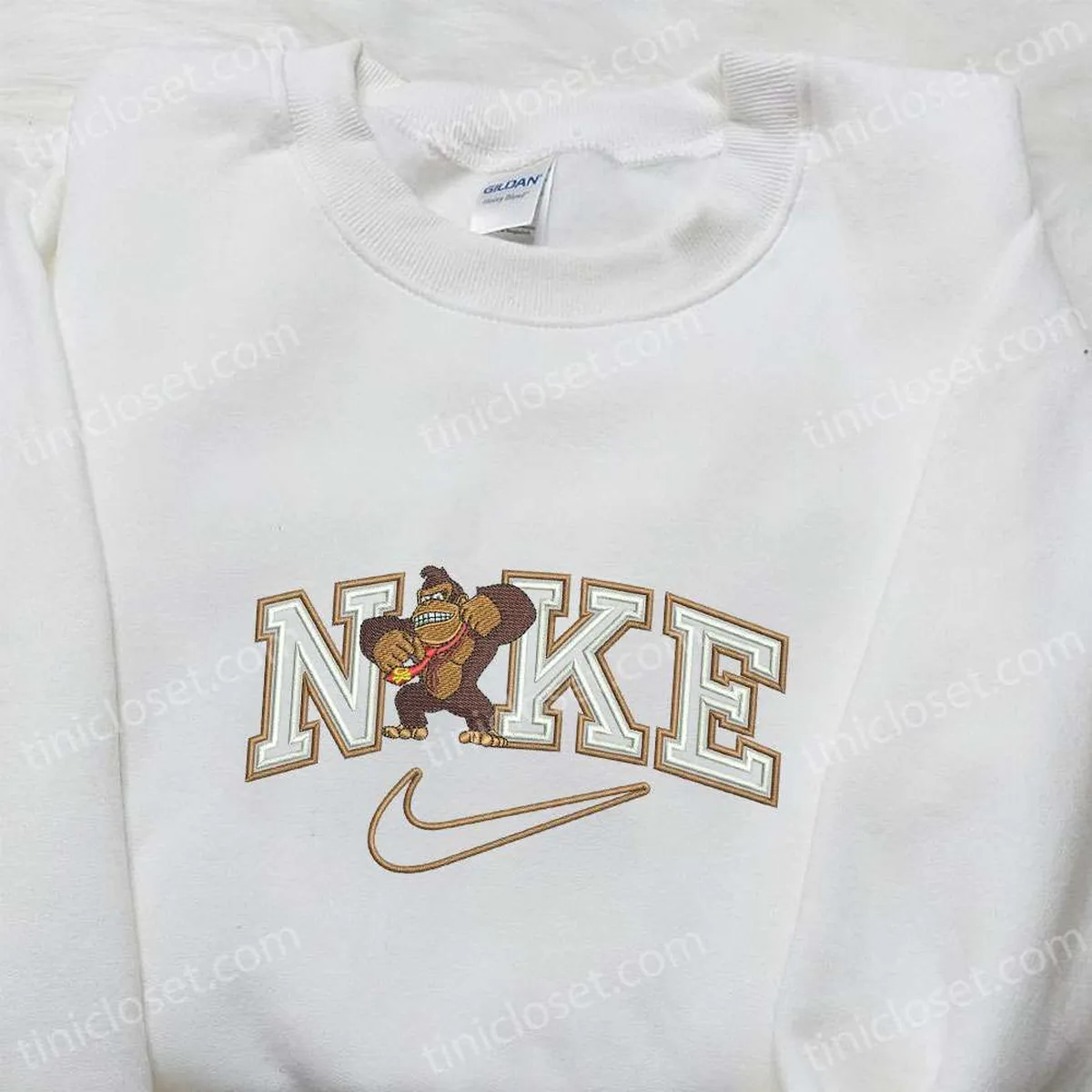 Donkey Kong x Nike Game Embroidered Shirt, Custom Nike Embroidered Shirt, Best Birthday Gift Ideas