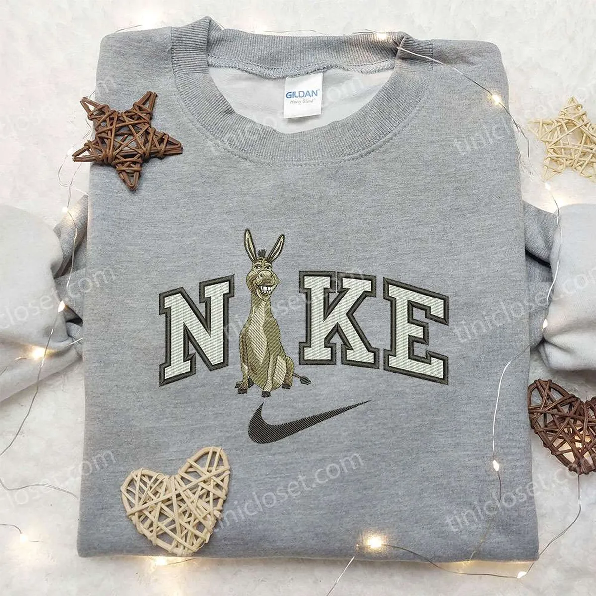 Donkey x Nike Embroidered Shirt, Shrek Embroidered Shirt, Custom Nike Embroidered Shirt