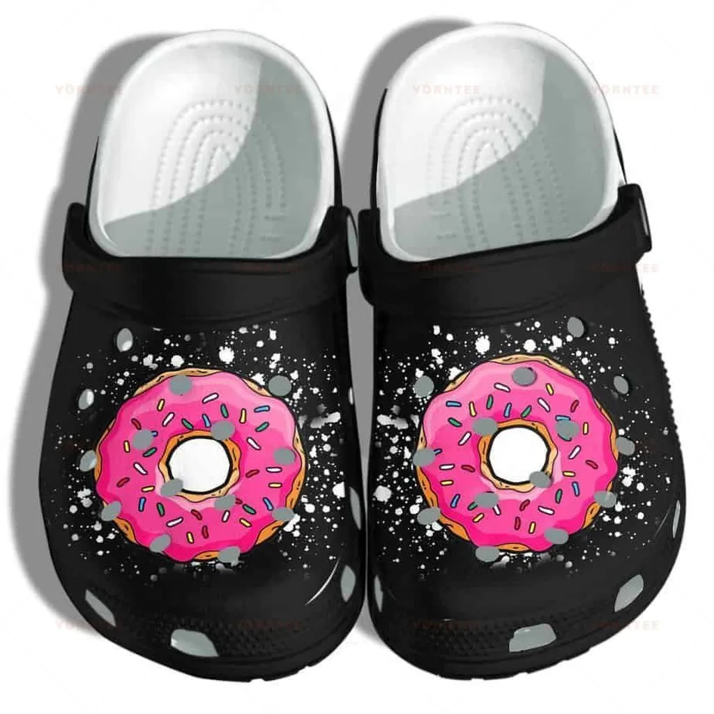 Donut Cake Cute Funny Black Gift For Lover Rubber Crocs Clog