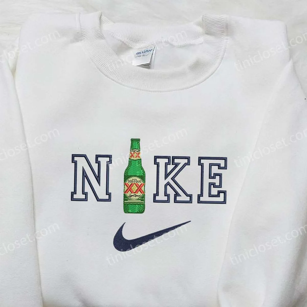 Dos Equis x Nike Embroidered Shirt, Gift For Husband Embroidered Shirt, Custom Nike Embroidered Shirt