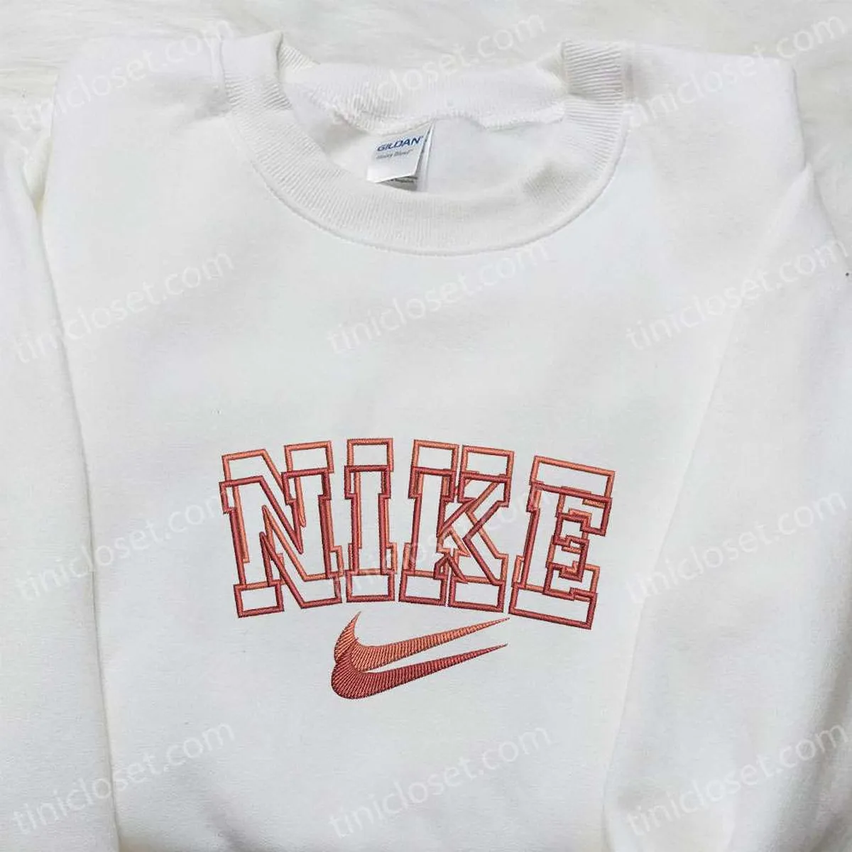 Double Nike Logo Embroidered Shirt, Nike Inspired Embroidered Hoodie, Best Gifts For Family