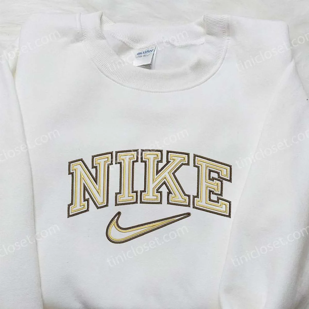 Double Outline Gap x Nike Embroidered Shirt, Gift For Wife Embroidered Shirt, Custom Nike Embroidered Shirt