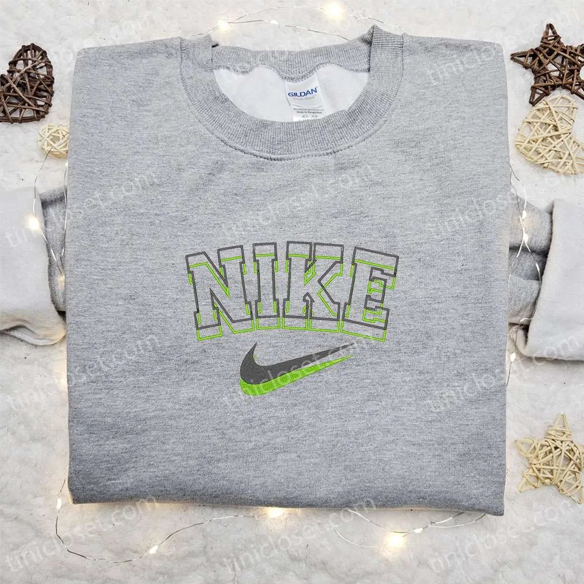 Double Outline x Nike Embroidered Sweatshirt, Nike Inspired Embroidered Shirt, Best Birthday Gift Ideas for Family