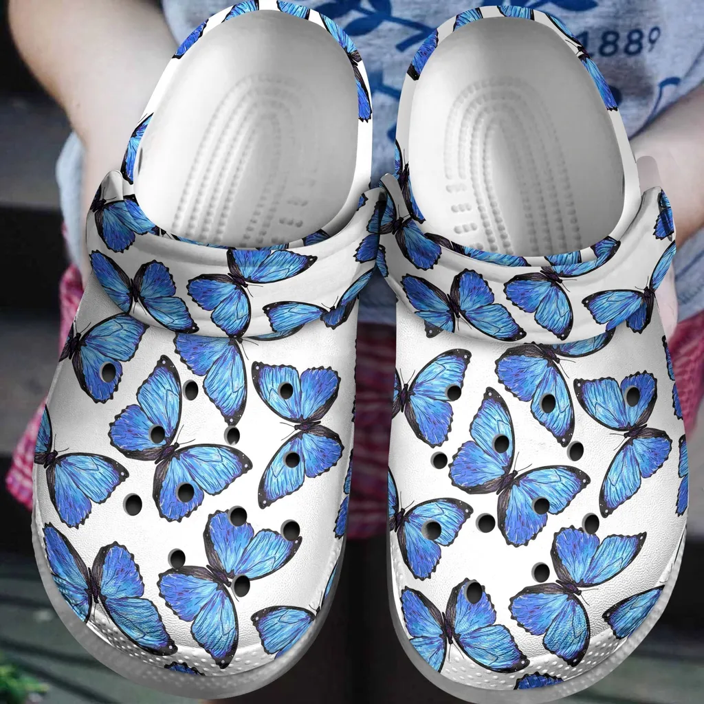 Dreamy Blue Butterflies Crocs