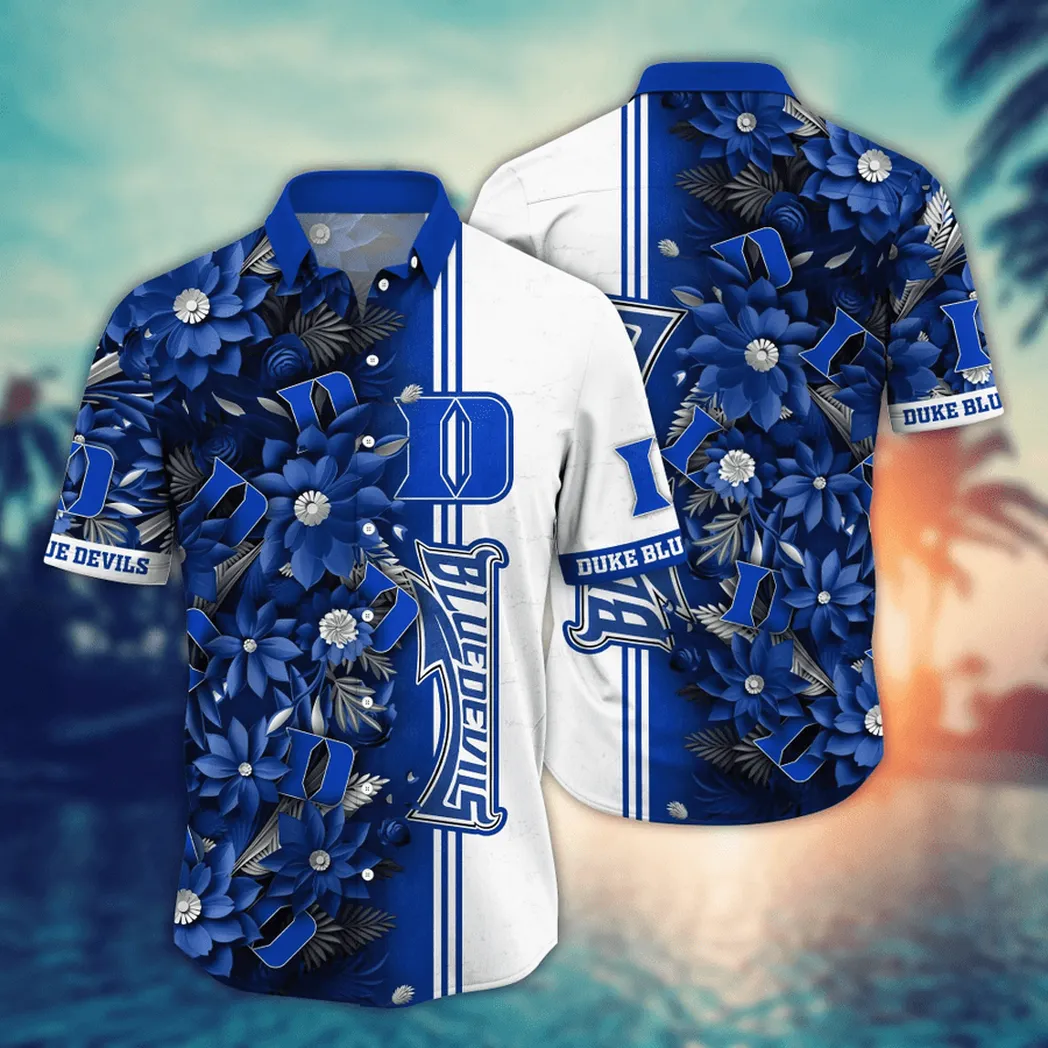 Duke Blue Devils NCAA Flower Aloha Hawaiian Shirt, Custom Summer Football Shirts VPHWA2451153247