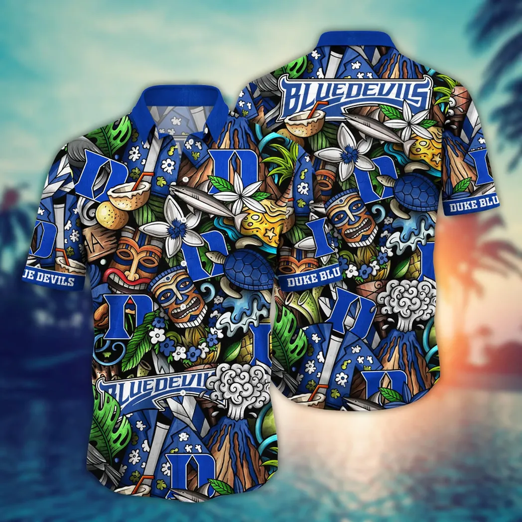 Duke Blue Devils NCAA Flower Aloha Hawaiian Shirt, Custom Summer Football Shirts VPHWA2451154329