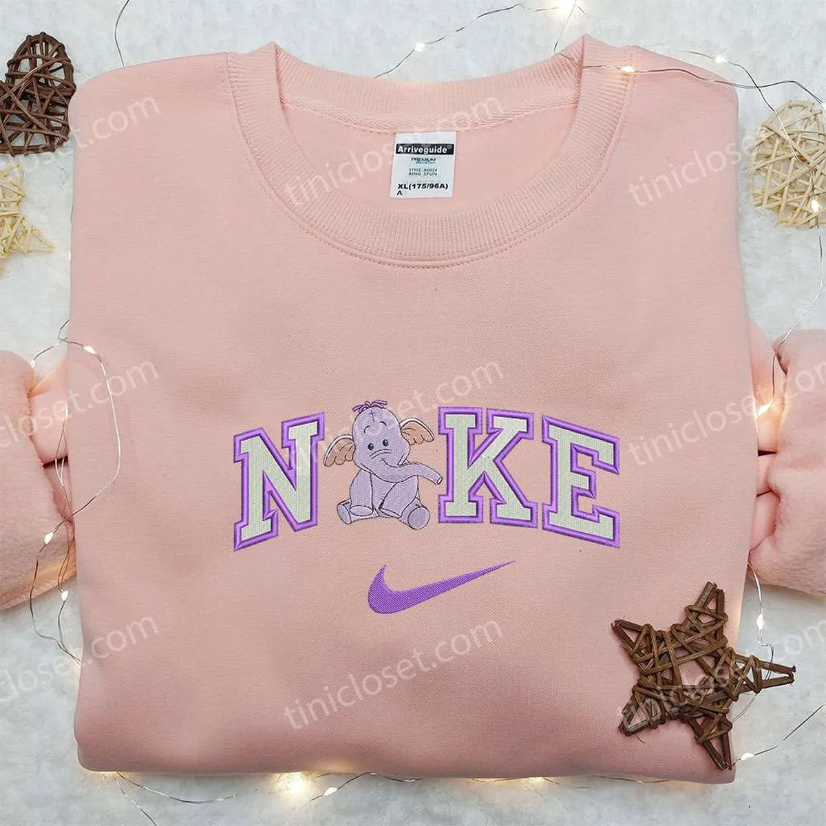 Dumbo Cute x Nike Embroidered Shirt, Dumbo Embroidered Shirt, Custom Nike Embroidered Shirt