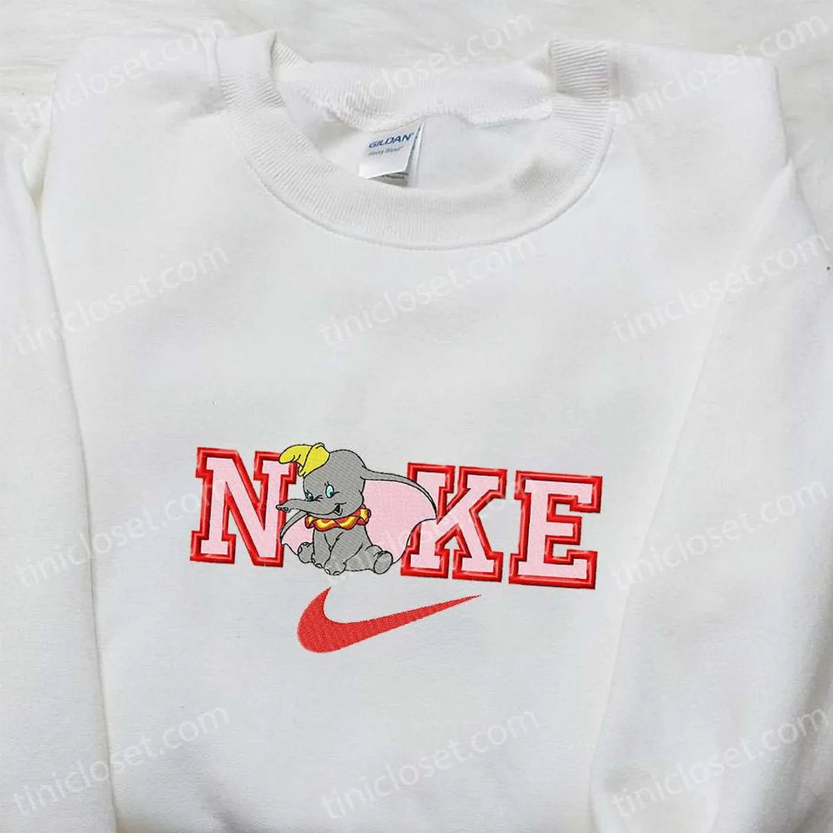 Dumbo x Nike Cartoon Embroidered Sweatshirt, Dumbo Disney Embroidered Shirt, Nike Inspired Embroidered Shirt