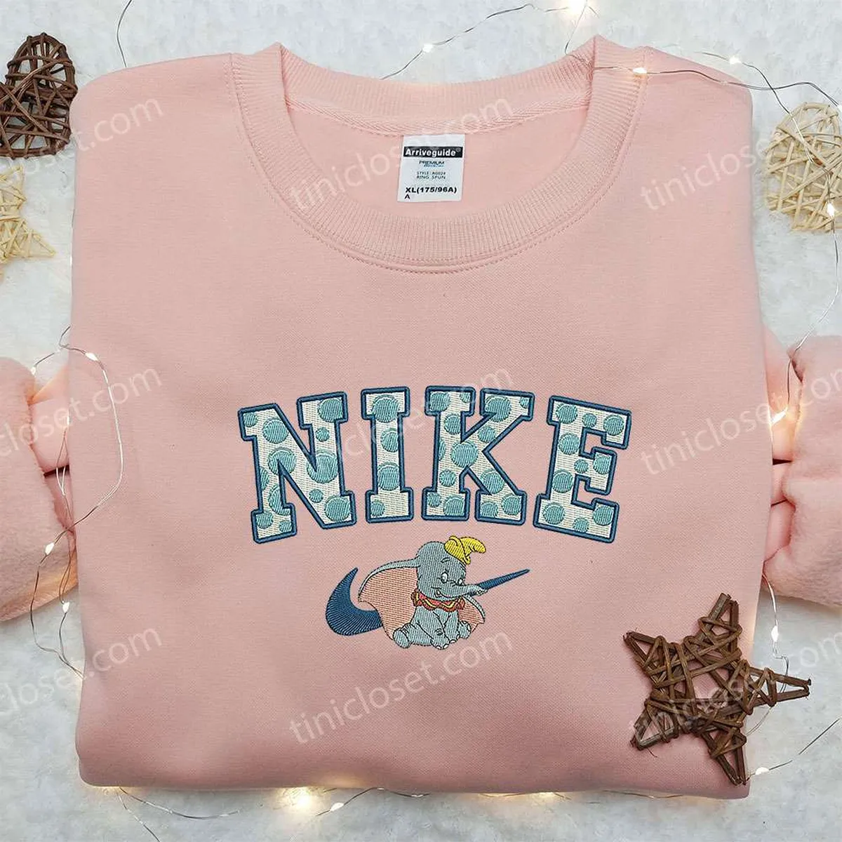 Dumbo x Nike Embroidered Shirt, Dumbo Embroidered Shirt, Custom Nike Embroidered Shirt