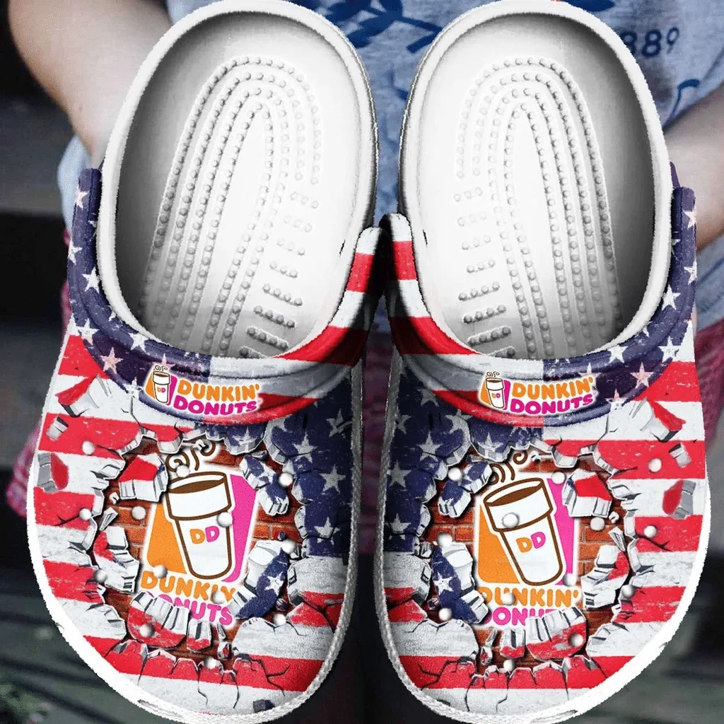 Dunkin Donut American Flag Rubber Crocs Clog