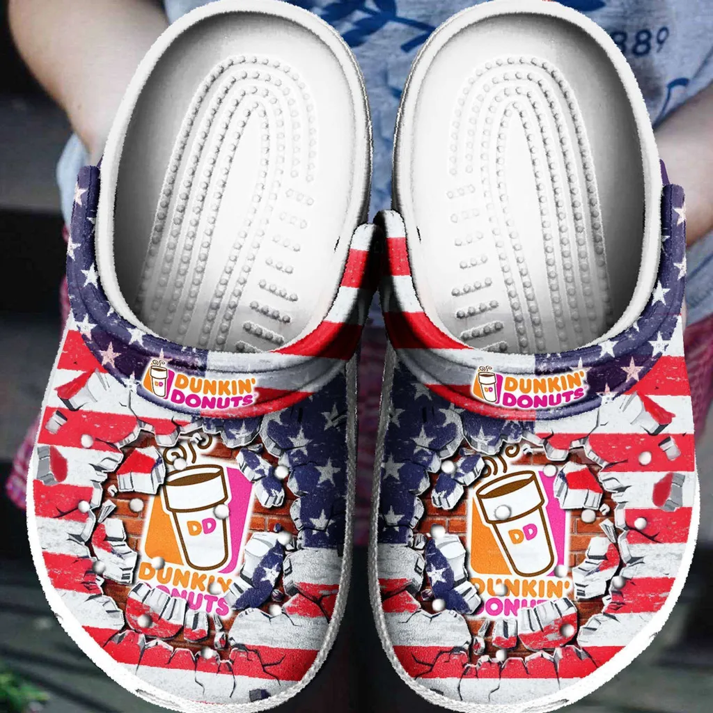 Dunkin Donut American Flag Rubber Crocs Clog