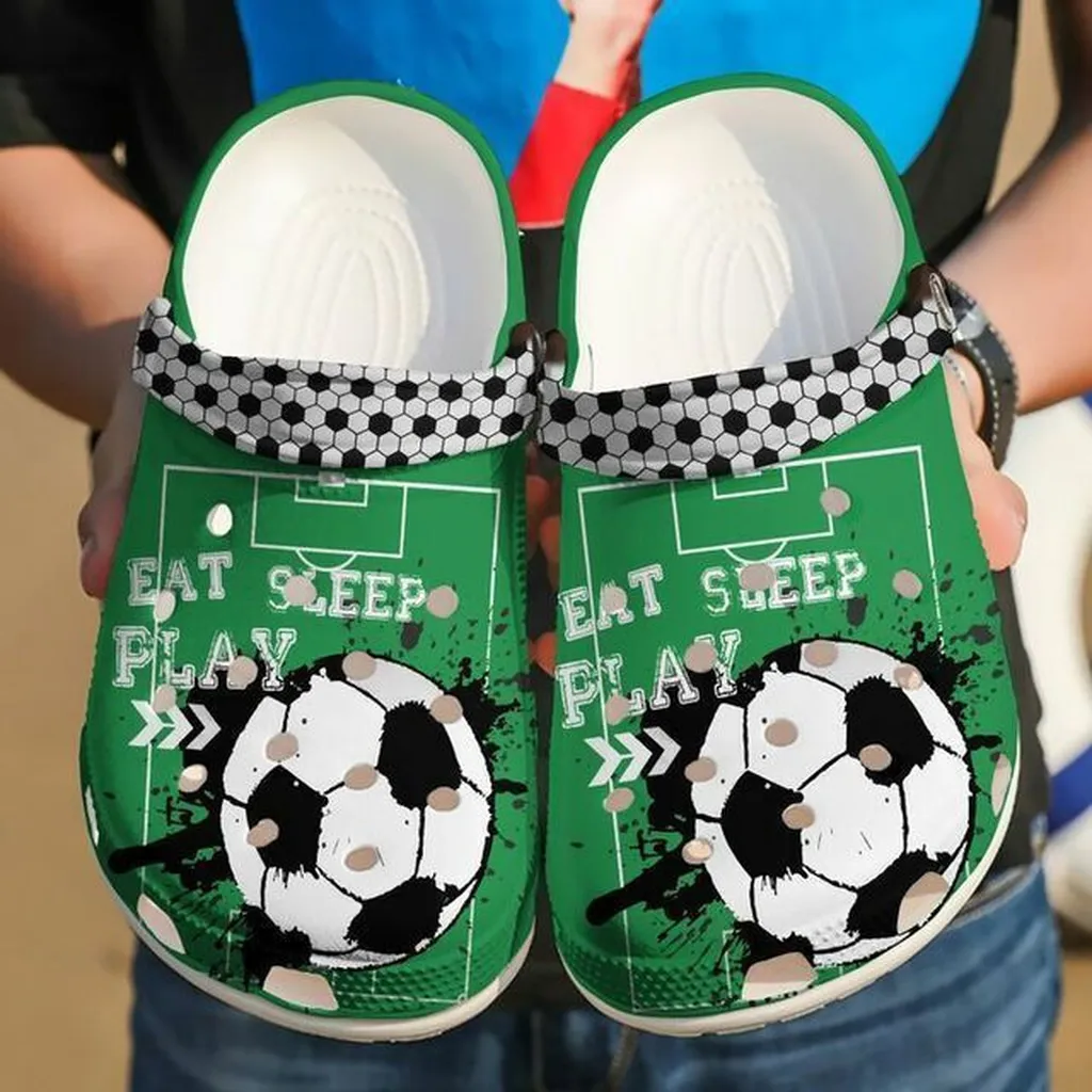 Eat Sleep Play Soccer Green Clogs