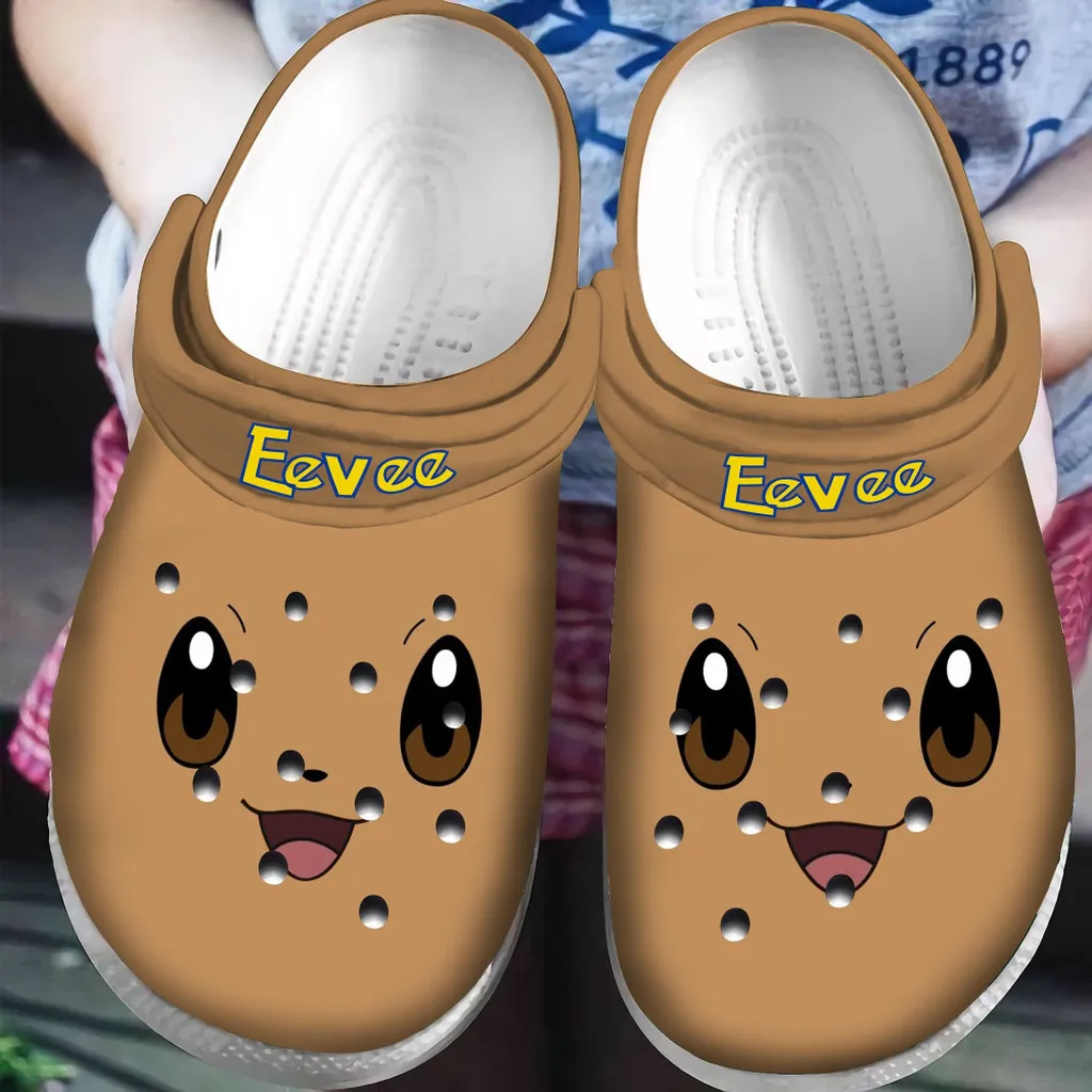 Eevee Pokemon So Cute Brown Clogs