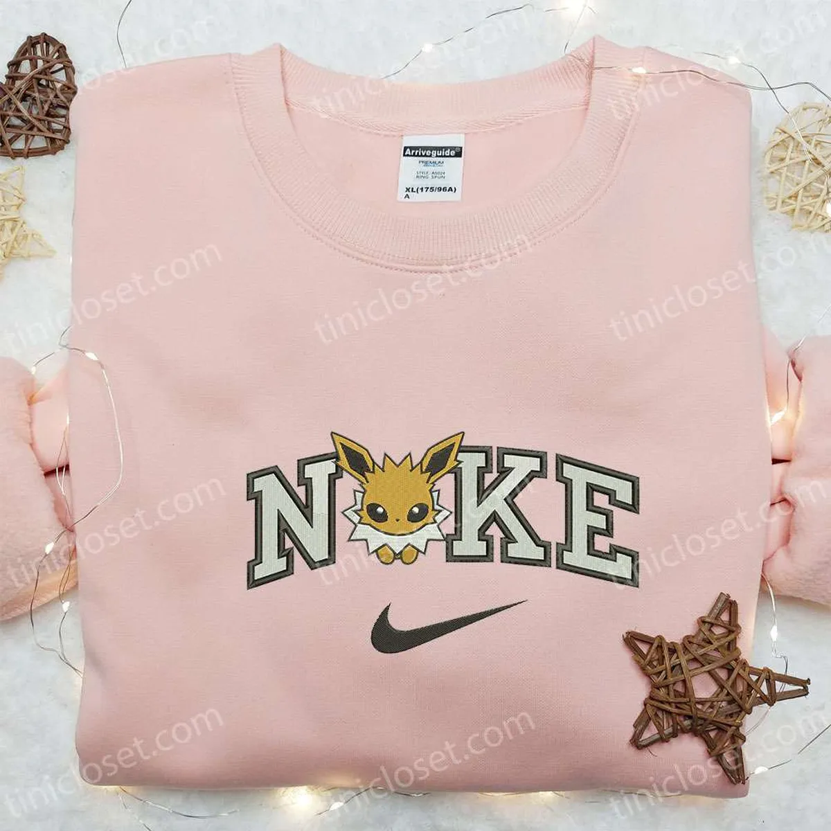 Eevee x Nike Anime Embroidered Tshirt, Pokemon Embroidered Shirt, Nike Inspired Embroidered Shirt Eevee x Nike Anime Embroidered Tshirt, Pokemon Embroidered Shirt, Nike Inspired Embroidered Shirt