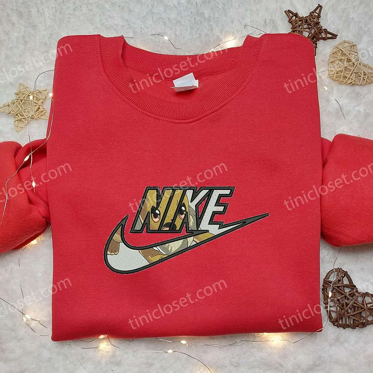 Eevee x Nike Embroidered Sweatshirt, Pokemon Embroidered Sweatshirt, Nike Inspired Embroidered Shirt