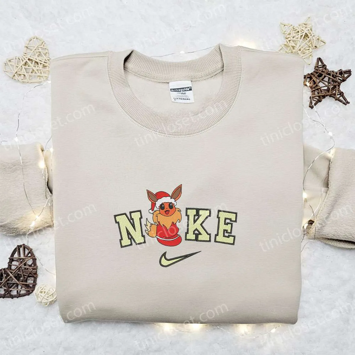 Eevee Xmas Hat x Nike Christmas Embroidered Sweatshirt, Christmas Embroidered Shirt, Best Christmas Gift Ideas