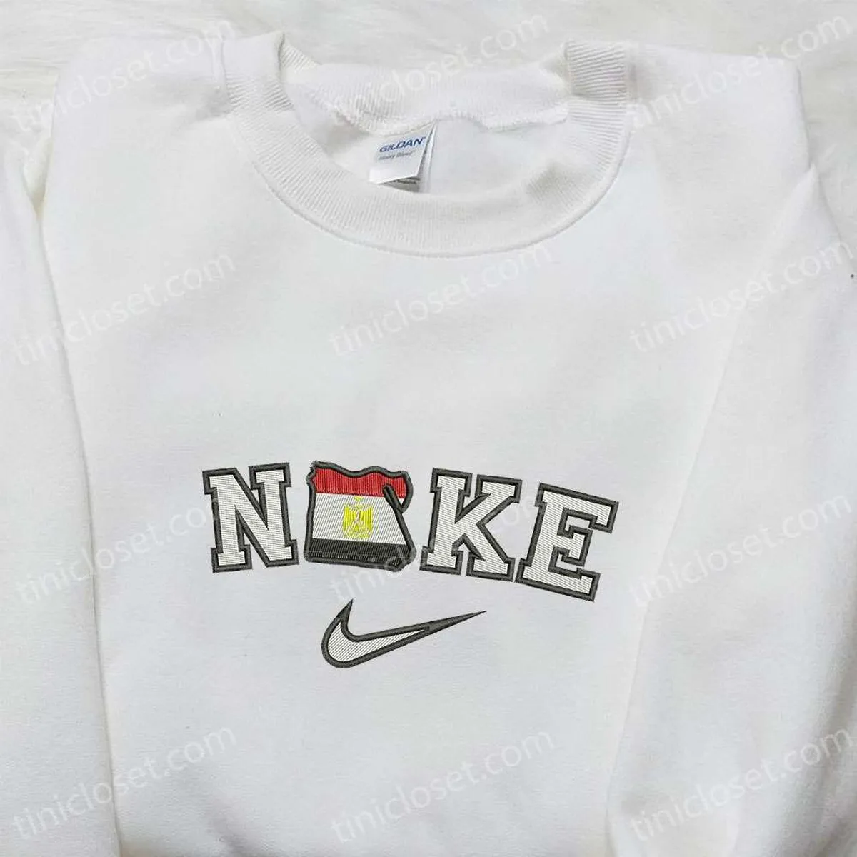 Egypt x Nike Swoosh Embroidered Shirt, Nation Flag Embroidered Shirt, Custom Nike Embroidered Shirt Egypt x Nike Swoosh Embroidered Shirt, Nation Flag Embroidered Shirt, Custom Nike Embroidered Shirt