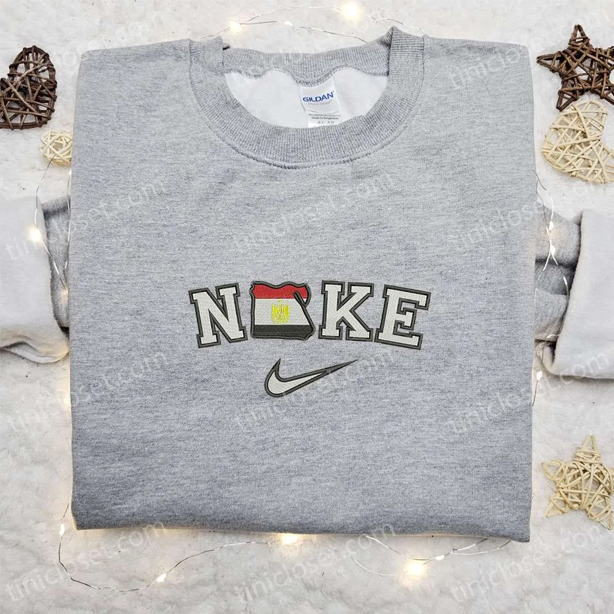 Egypt x Nike Swoosh Embroidered Shirt, Nation Flag Embroidered Shirt, Custom Nike Embroidered Shirt