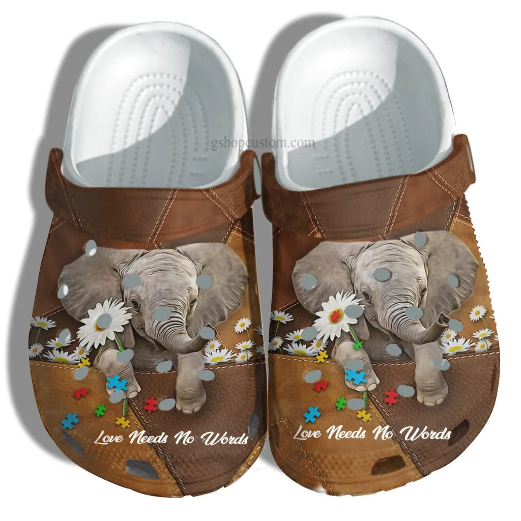 Elephant Daisy Flower Leather Crocs