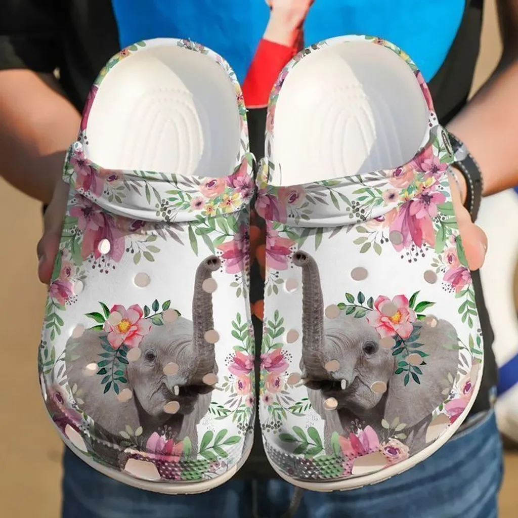 Elephant Floral Crocs Classic Clogs